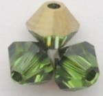 Swarovski Crystal 5328 Bicone Peridot Dorado