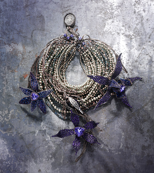 Swarovski Crystal Jewelry Inspiration Pearl and Purple Necklace