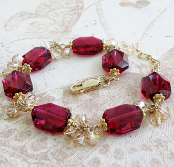 Swarovski Marsala Ruby and Gold Bracelet
