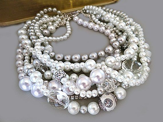 Chunky Pearl and Crystal Necklace
