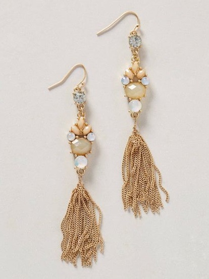 Crystal Earrings with chain tassels