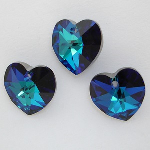 Swarovski Crystal Bermuda Blue Heart Pendants