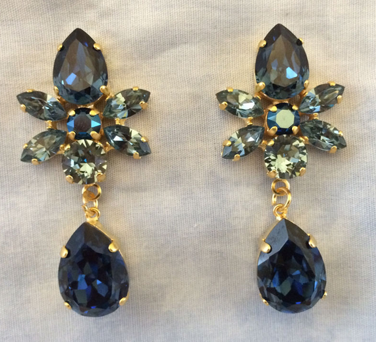 Swarovski Crystal deep blue earrings