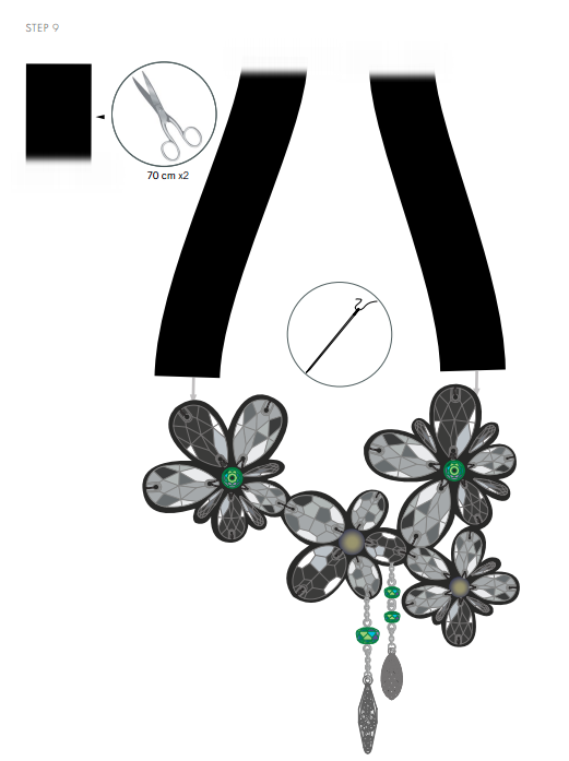 DIY Free Design and Instructions Swarovski Crystal Necklace Frozen Florets Step 9