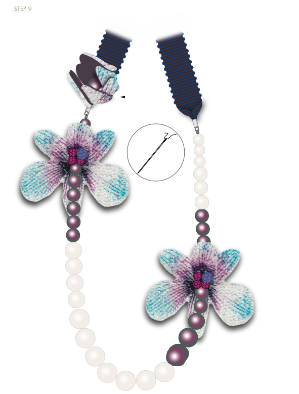 DIY Free Design and Instructions Swarovski Crystal Necklace Velvet Orchid step 9.PNG