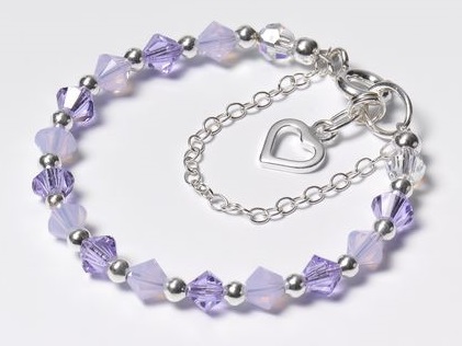 Swarovski Crystal Beaded bracelet in violet and violet opal