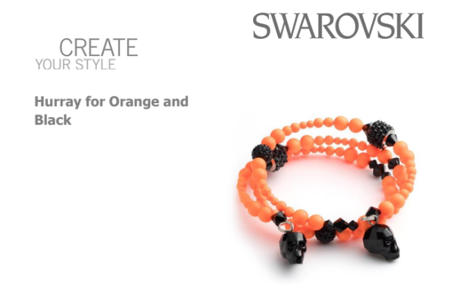 Free Swarovski Crystal Pattern Hurray for Orange and Black Bracelet